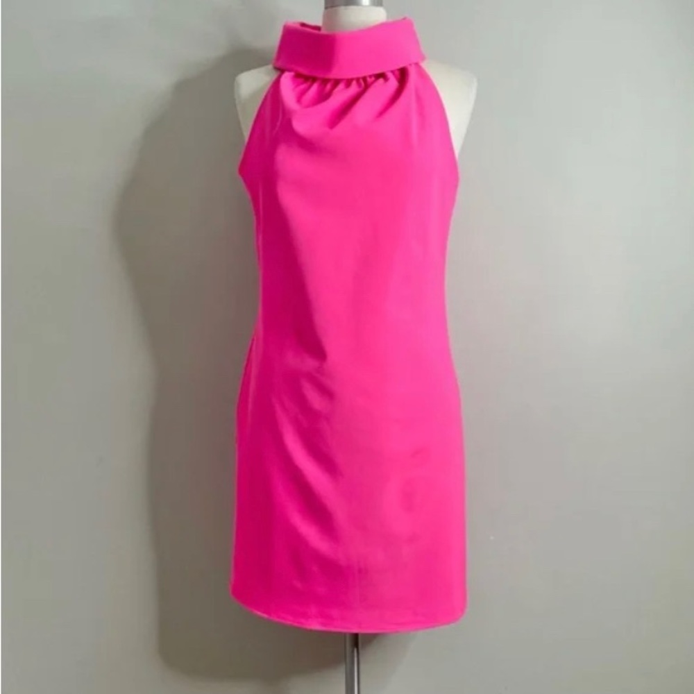 SAIL TO SABLE Hot Pink Cowl Neck Sleeveless Mini Sheath Dress